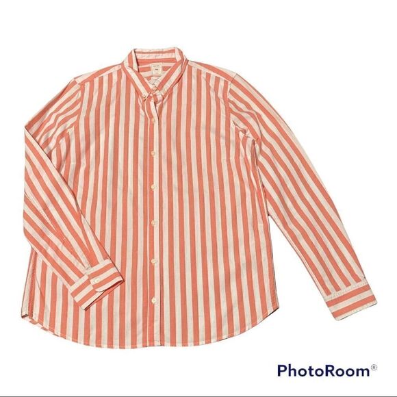 Gap Women’s Button Down Collar Pink Striped Shirt Size Large - Picture 2 of 12
